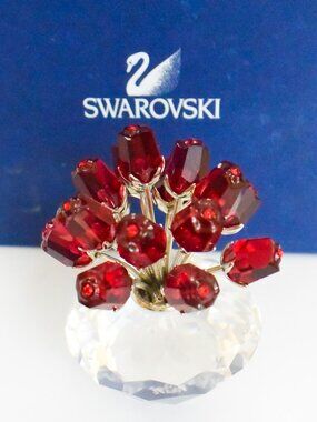 *Swarovski* Crystal Vase of Red Roses Bouquet 15th Anniversary #283394 - NEW!